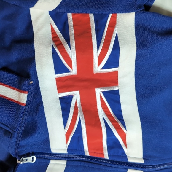 Vintage Woman's Blue Soccer Track Jacket with Flag of United Kingdom,XL. - Picture 3 of 10
